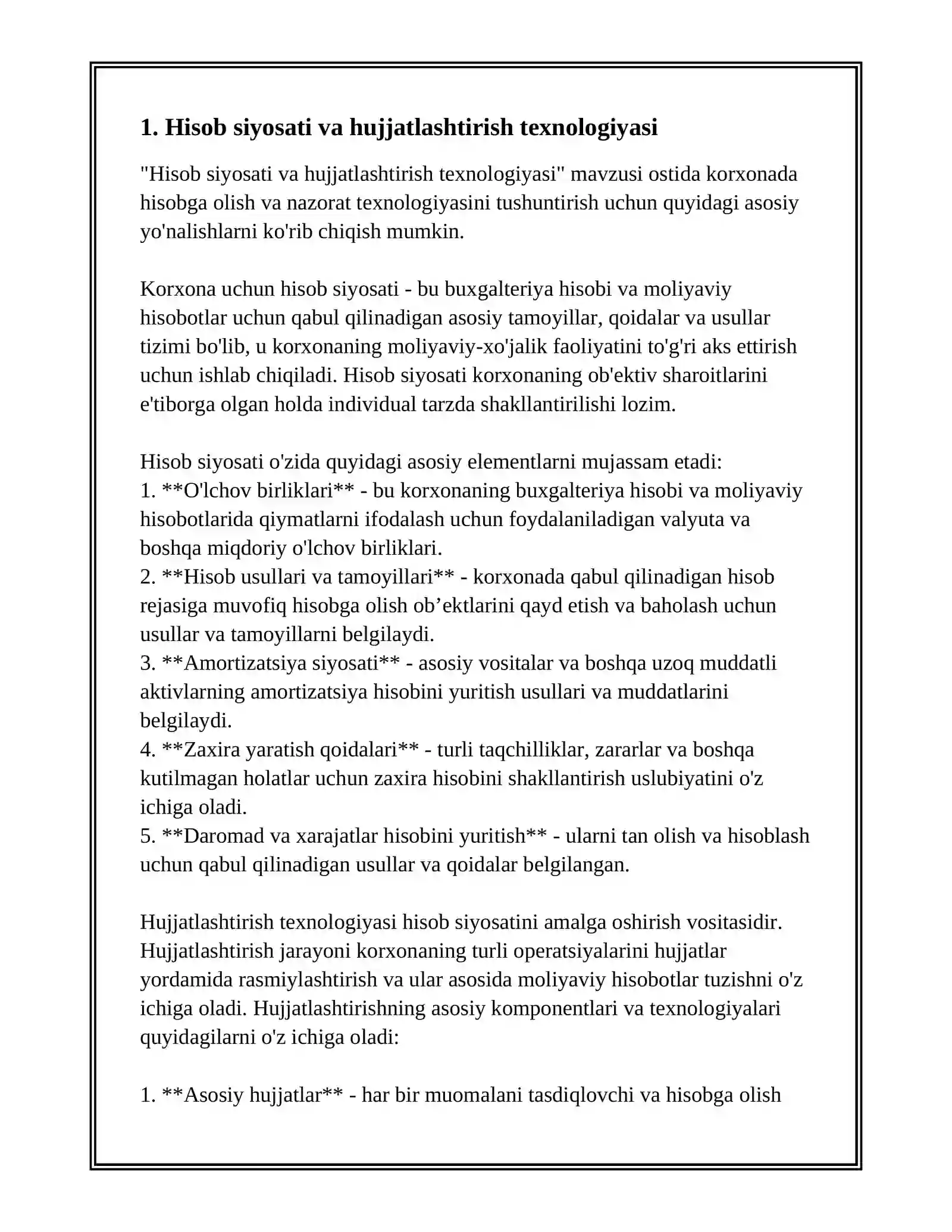 KORXONADA HISOBGA OLISH VA NAZORAT TEXNOLOGIYASI 2