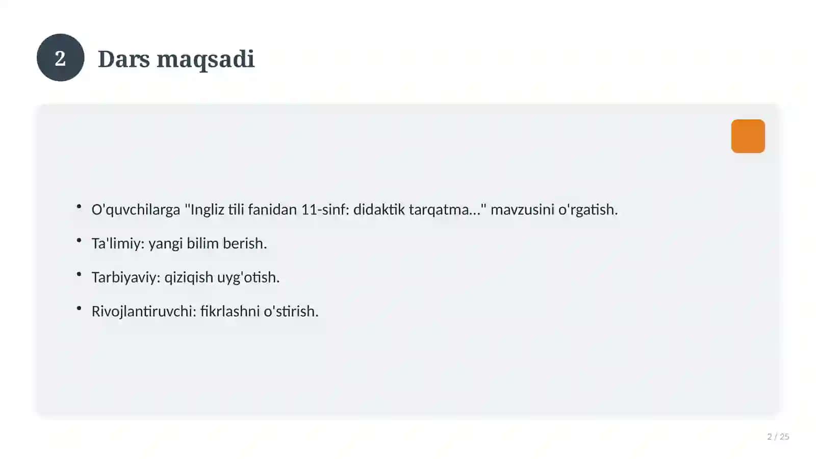 Ingliz tili fanidan 11-sinf: didaktik tarqatma materiallar 2