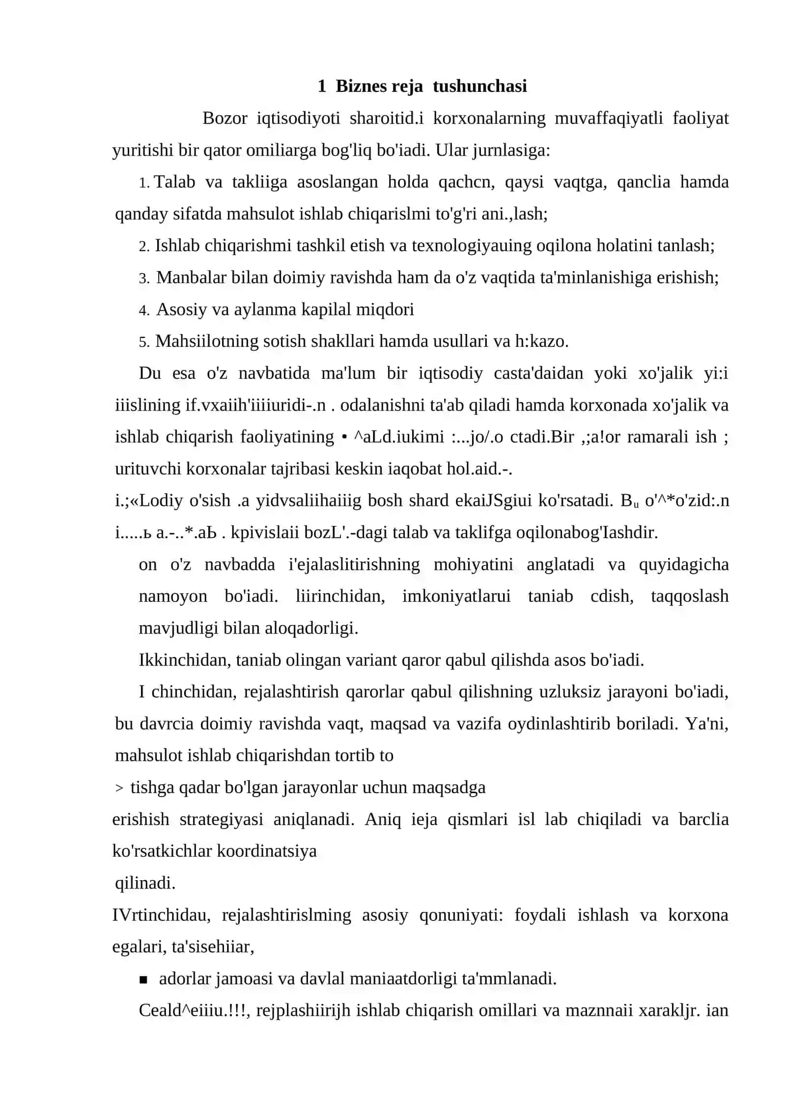 Korxona biznes rejasi tushunchasi va ularni tuzish tartibi 2