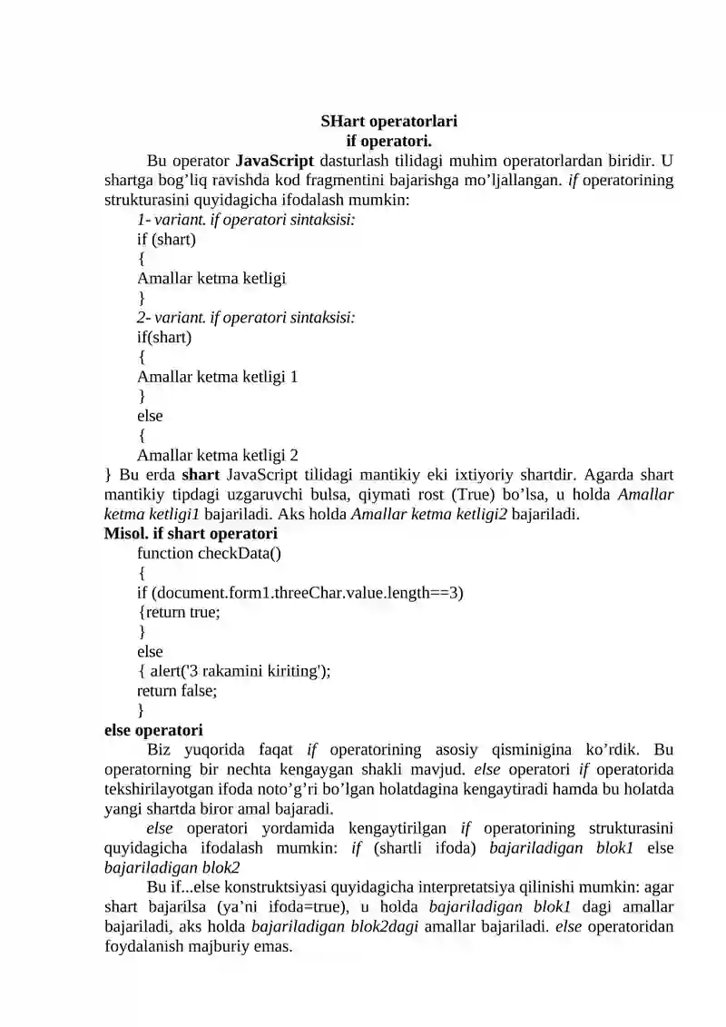 JavaScript dаsturlаridа jаrаyonlаrni bоshqаrish elеmеntlаri 2
