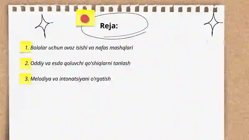 Bolalarga ashula aytish, musiqa tinglash va musiqaviy ritmik harakatlarni õrgatish 2