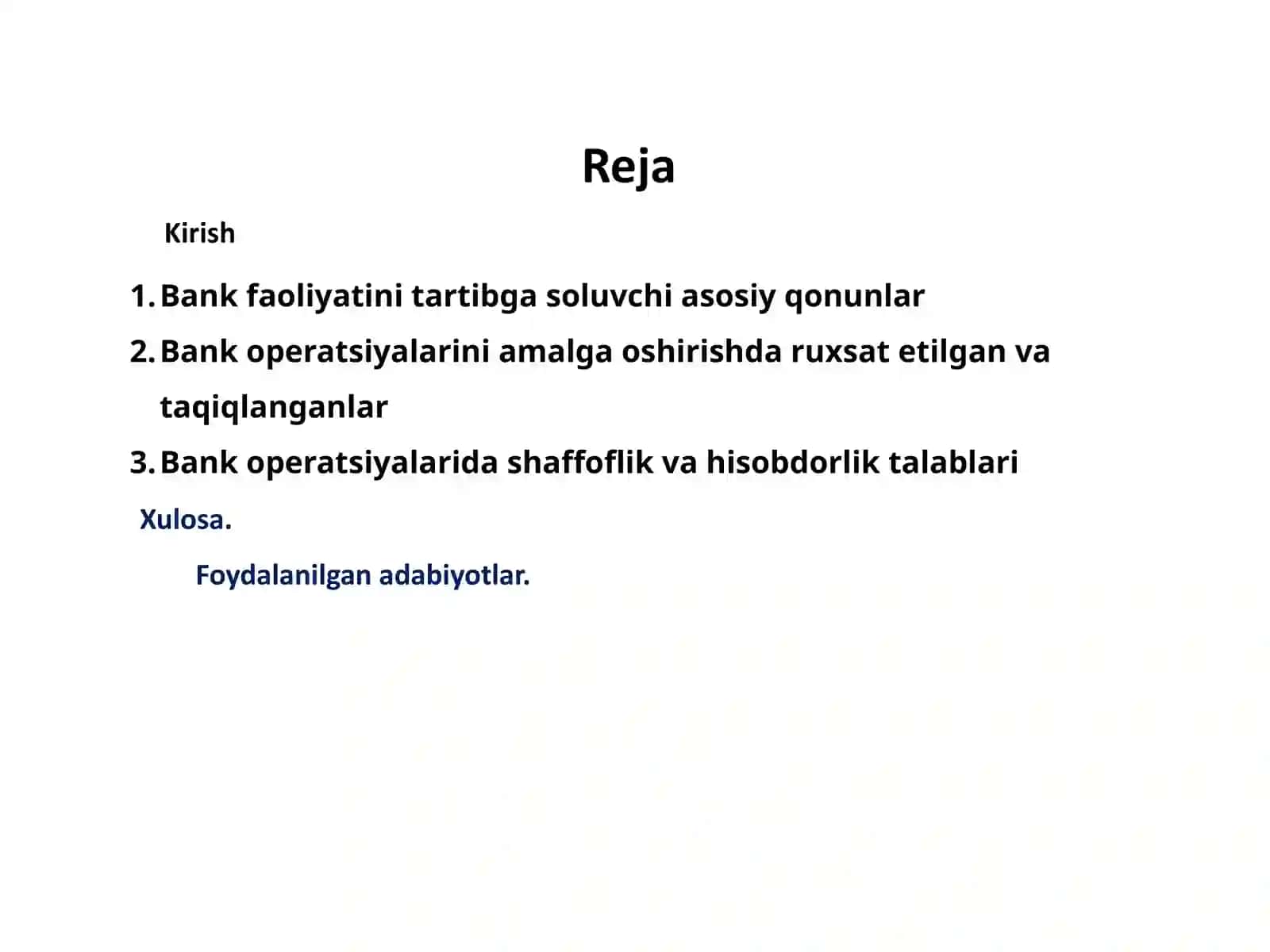 BANK OPERATSIYALARINI HUQUQIY TARTIBGA SOLISH 2