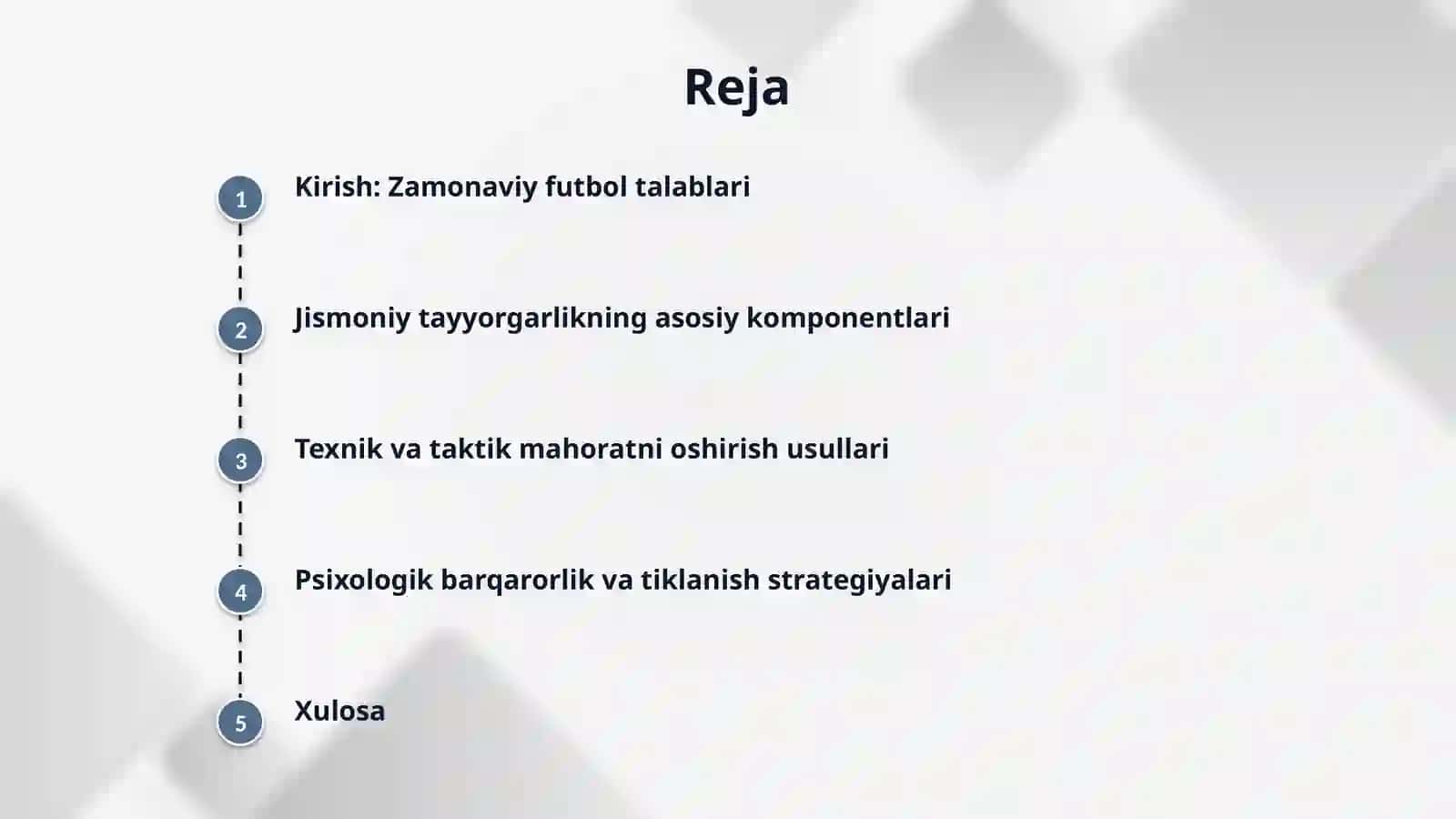 Futbolchilarning malakasi va sport tayyorgarligi. 2