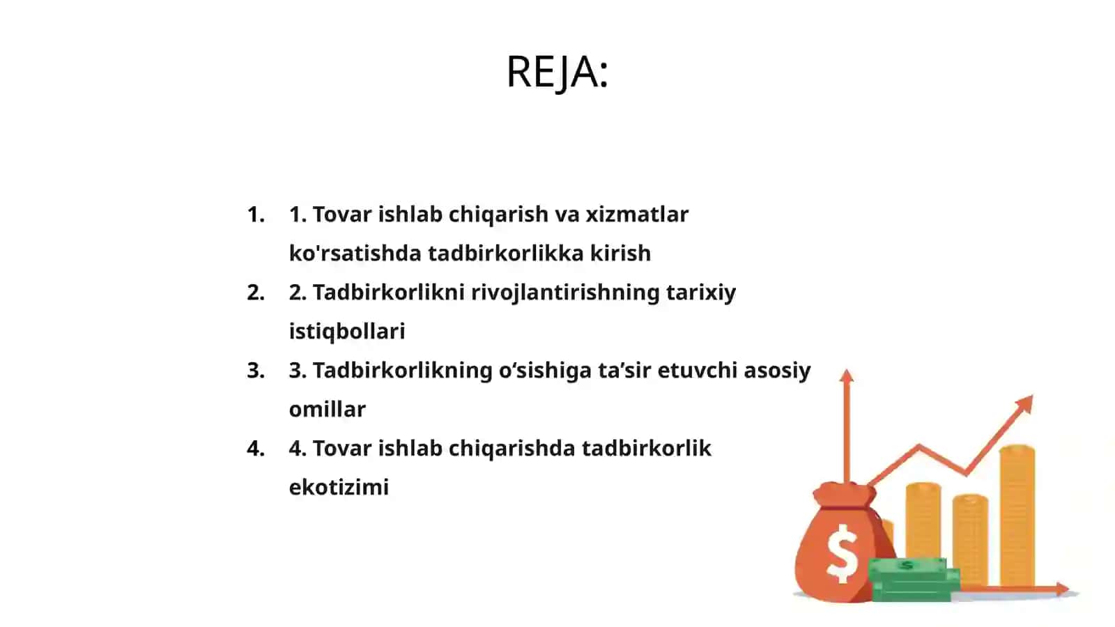 Tovar ishlab chiqarish va xizmat ko'rsatish bo'yicha tadbirkorlikni rivojlantirish 2