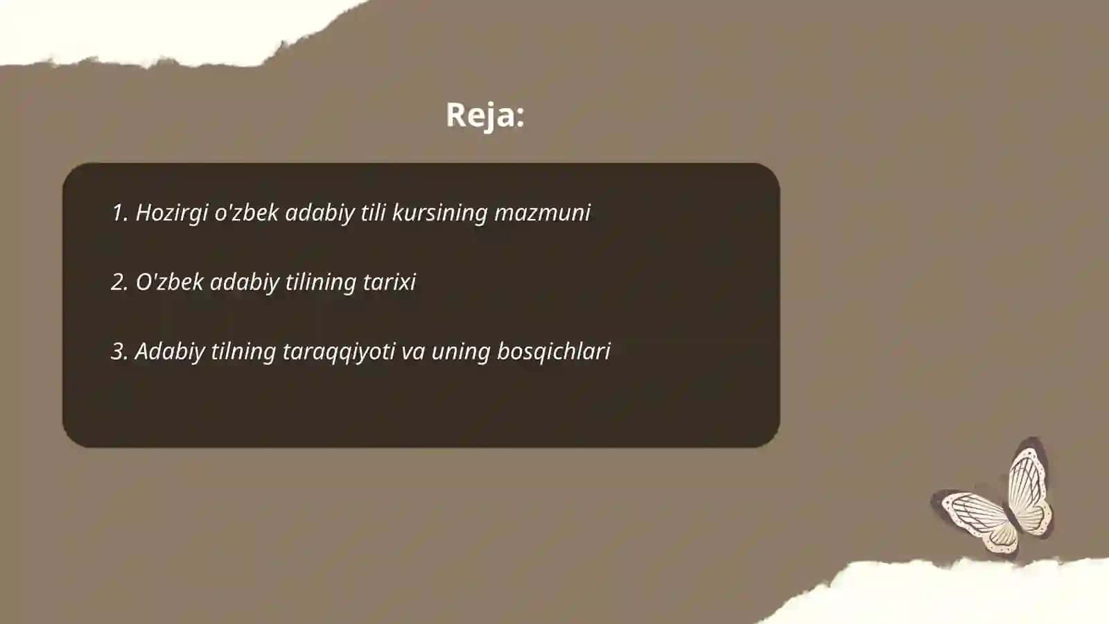 Hozirgi o'zbek adabiy tili kursining mazmuni 2
