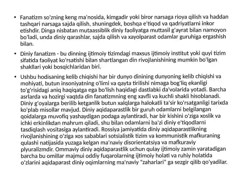 Diniy fanatizmning asoslari. 2