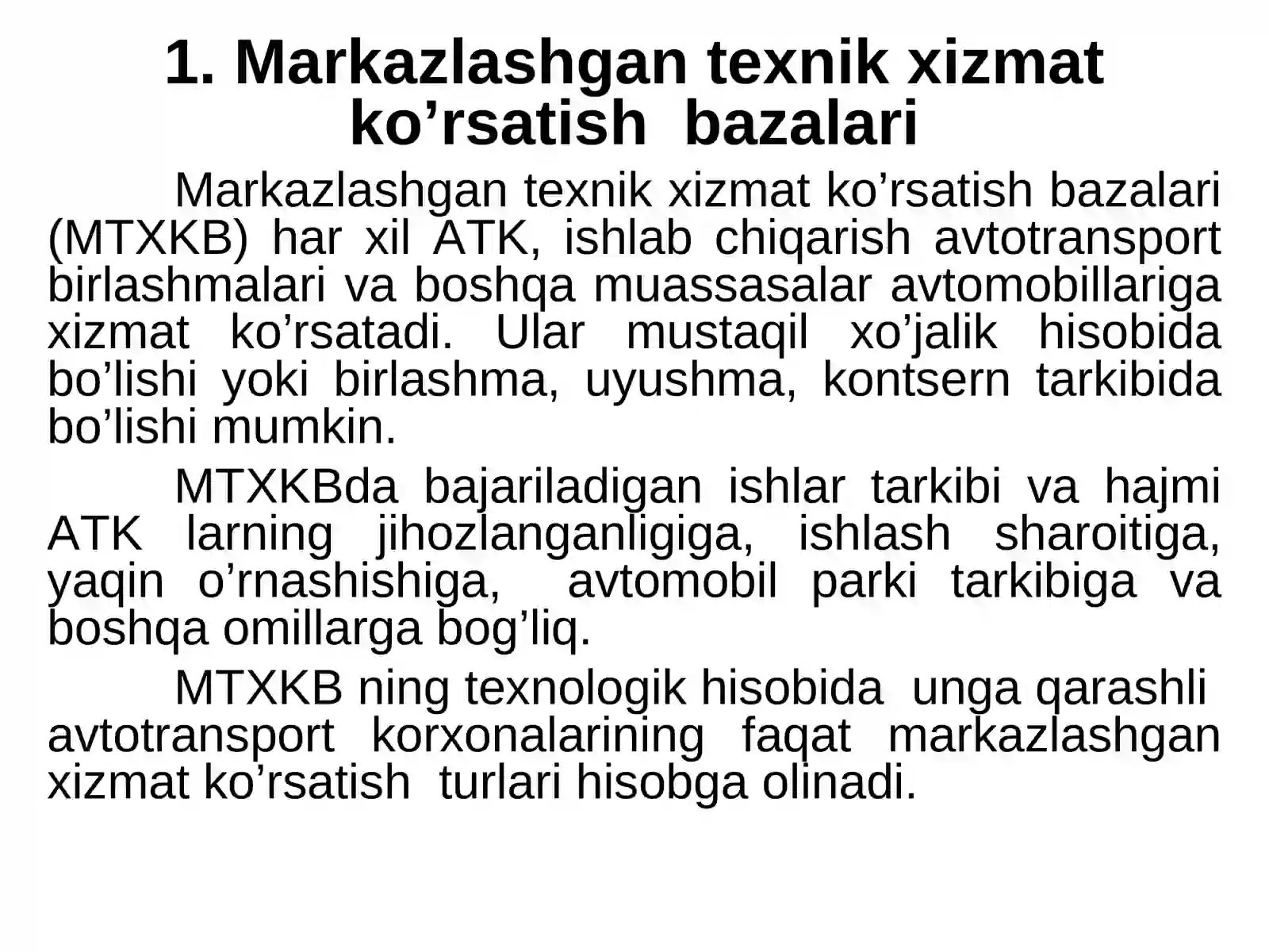 Avtomobillarga servis xizmat ko'rsatish markazalari 2