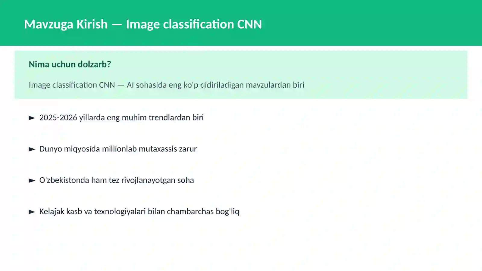 AI | DEEP LEARNING VA NEYRON TARMOQLAR 2