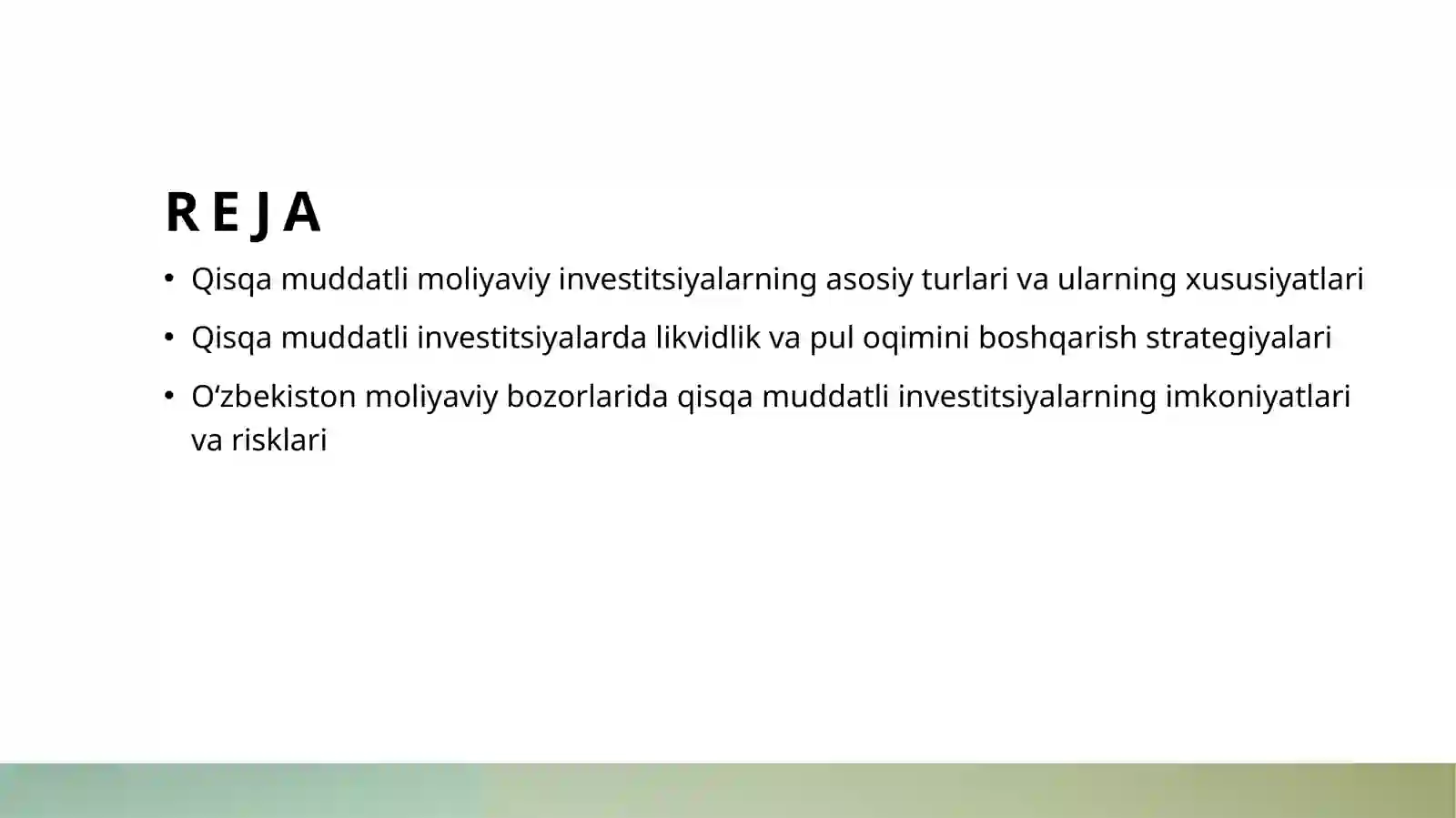 Qisqa muddatli moliyaviy investitsiya 2