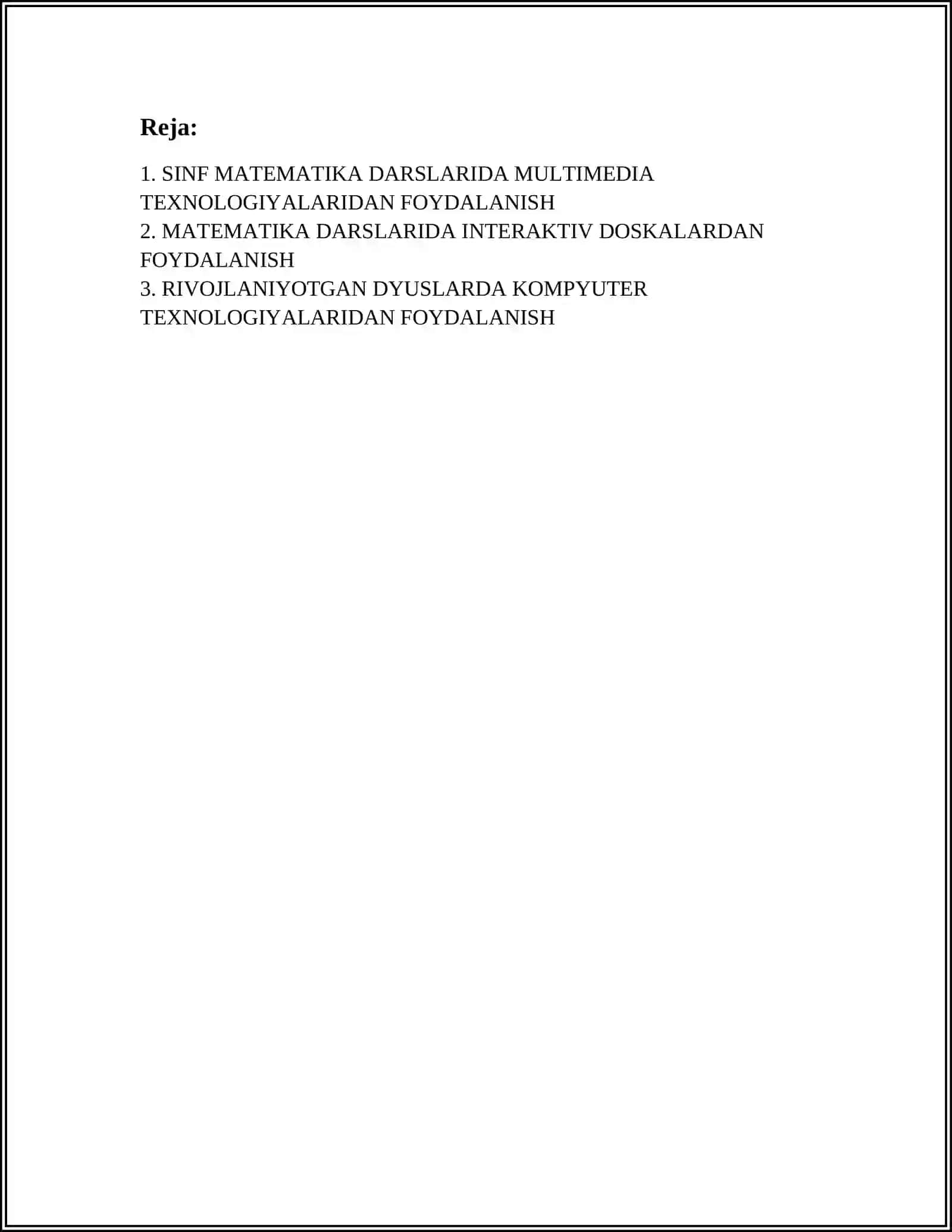SINF MATEMATIKA DARSLARIDA ÔQITISHNING TEXNIK VOSITASIDAN FOYDALANISH 2