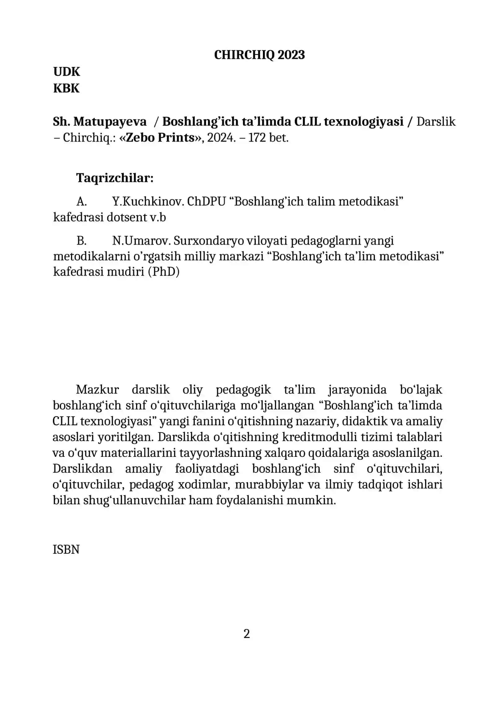 Boshlang’ich ta’limda CLIL texnologiyasi 2