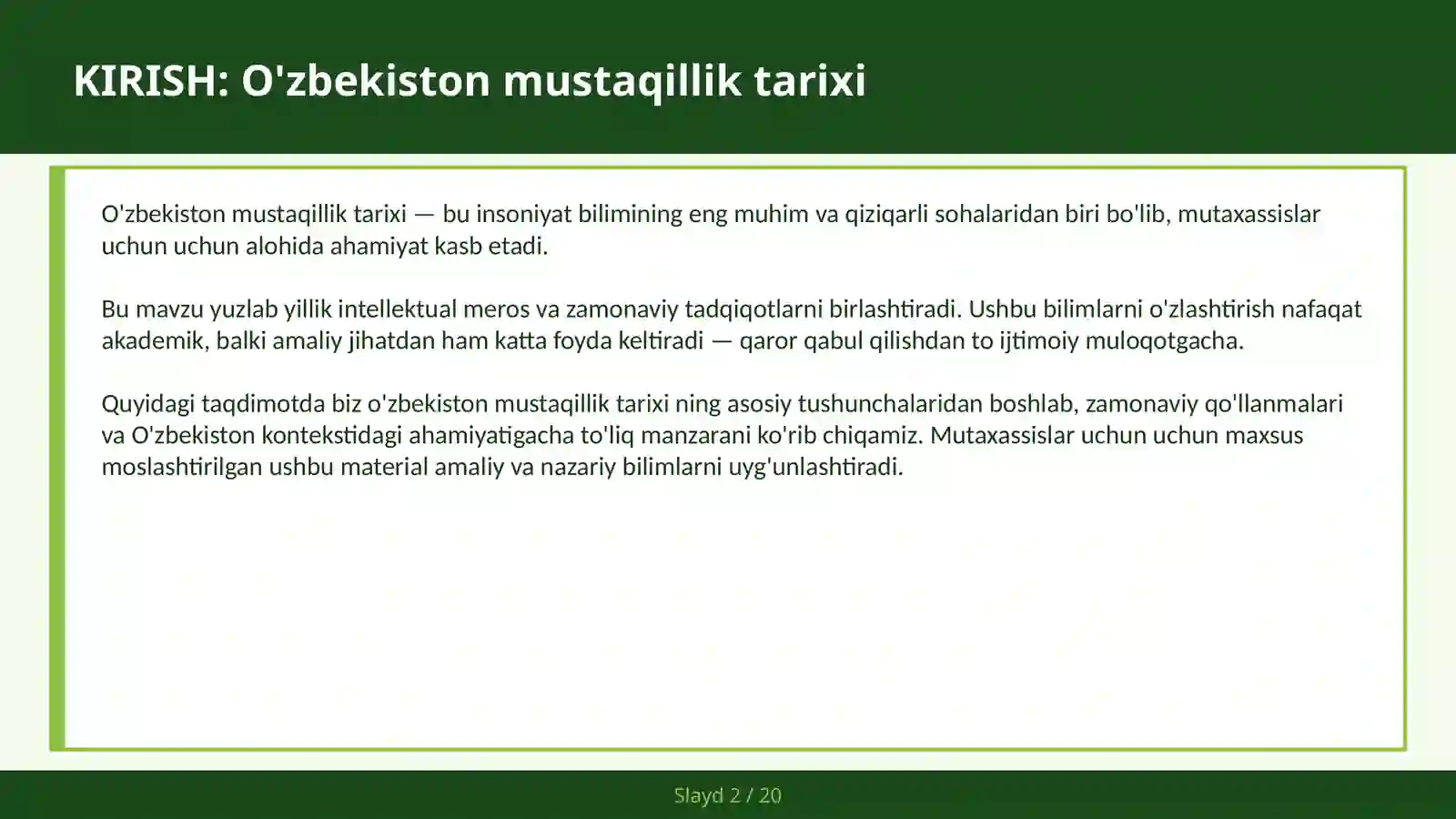 O'zbekiston Mustaqillik Tarixi 2