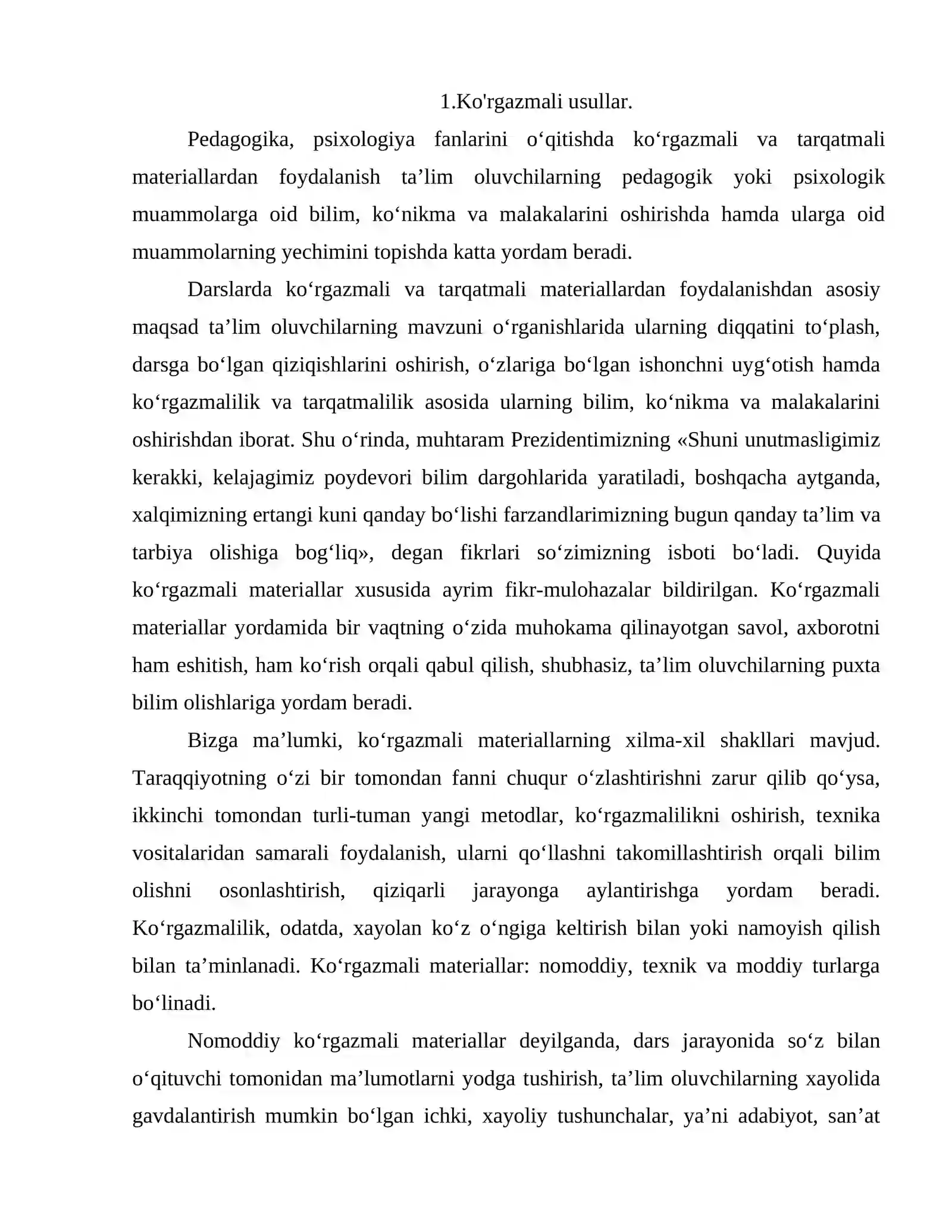 Ko'rgazmali usulning ahamiyati va turlari 2