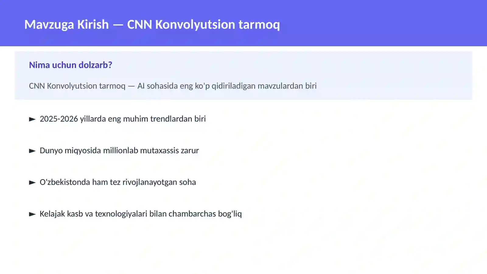 AI | DEEP LEARNING VA NEYRON TARMOQLAR 2