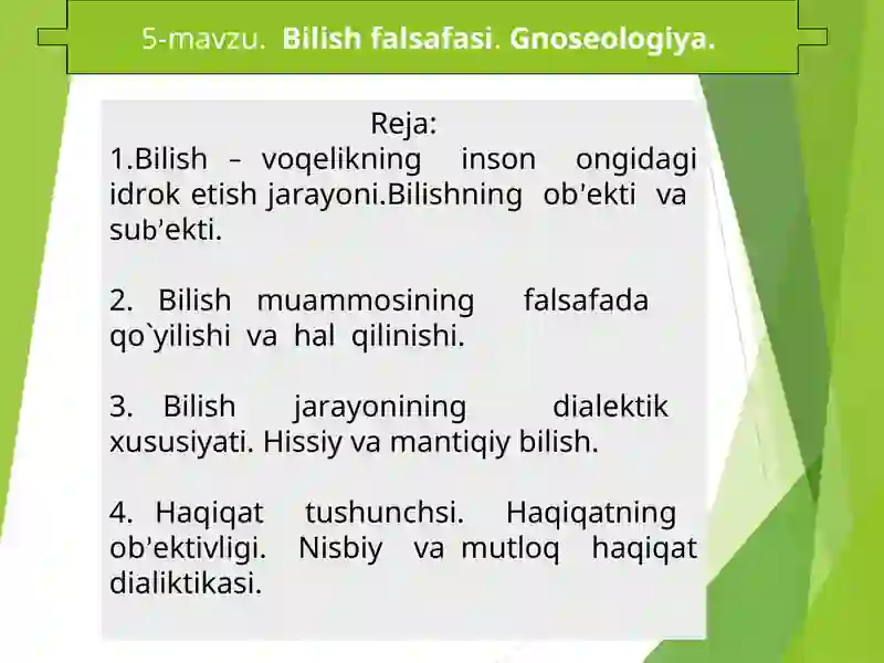 Bilish falsafasiGnoseologiya 2