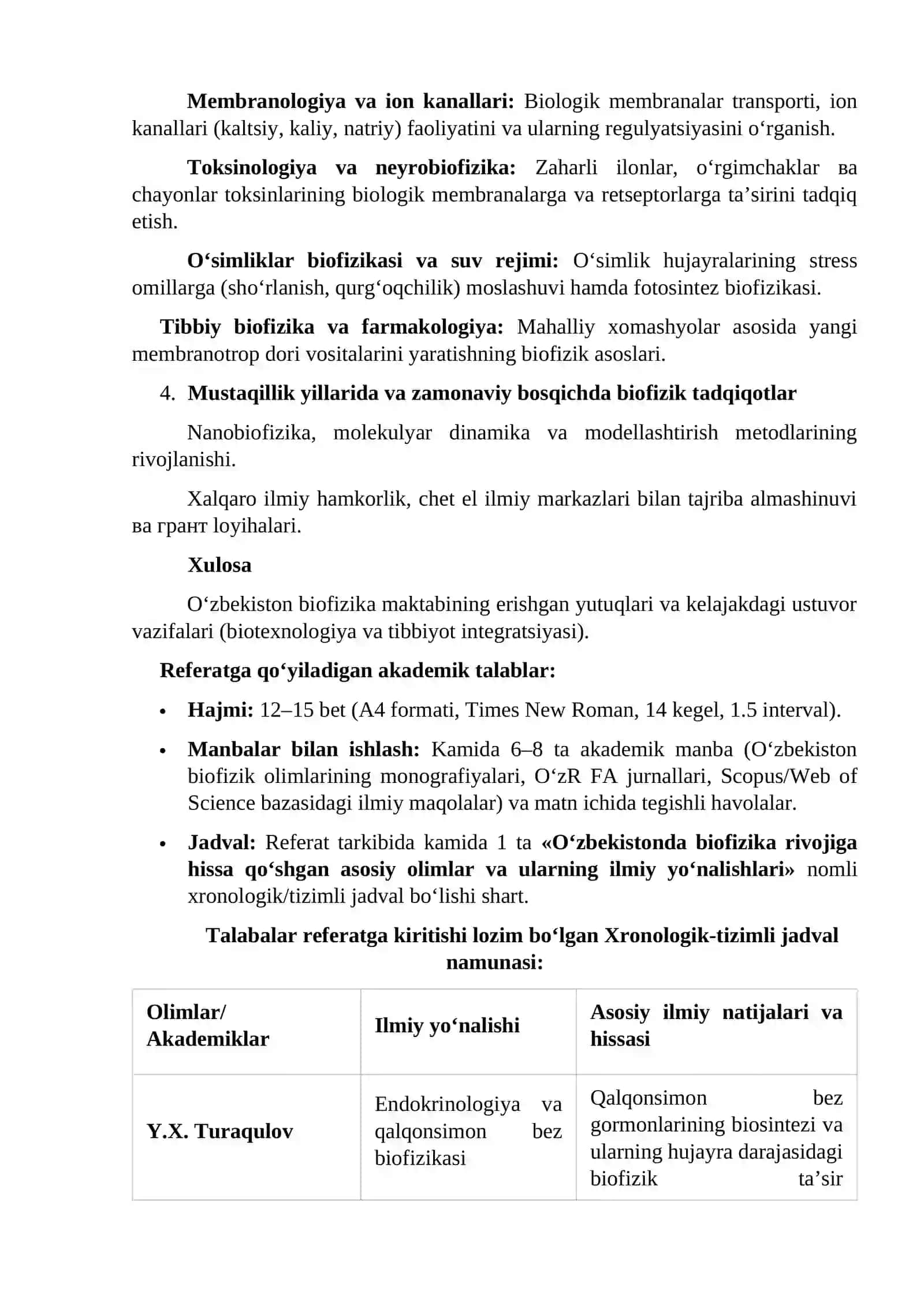 O’zbekistonda biofizik tadqiqotlarning rivojlanishi 2