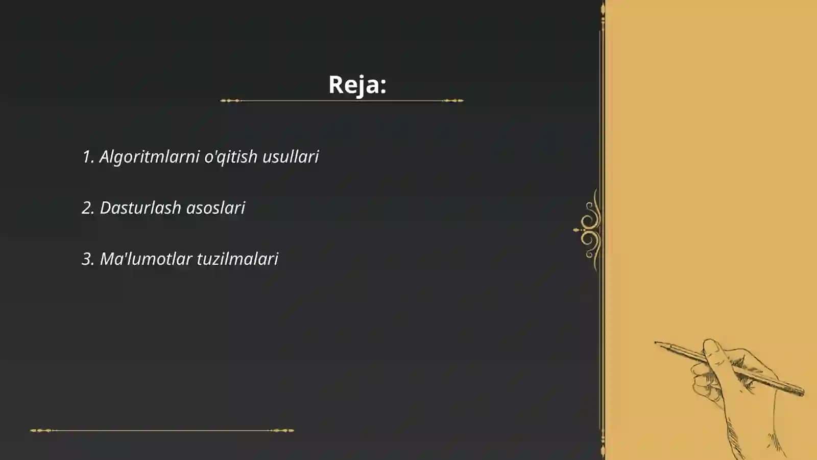 Algoritmlarni o'qitish usullari 2
