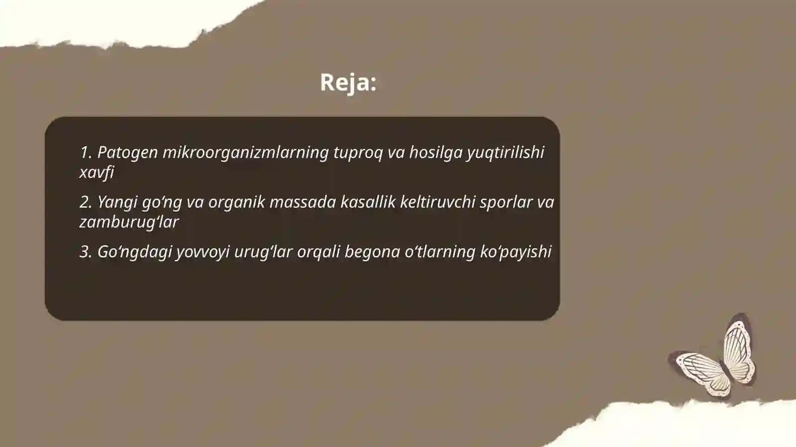 Ildiz mevali sabzavotlar yetishtiriladigan yerlarga organik o'g'itlarni solinmaslik sabablari 2