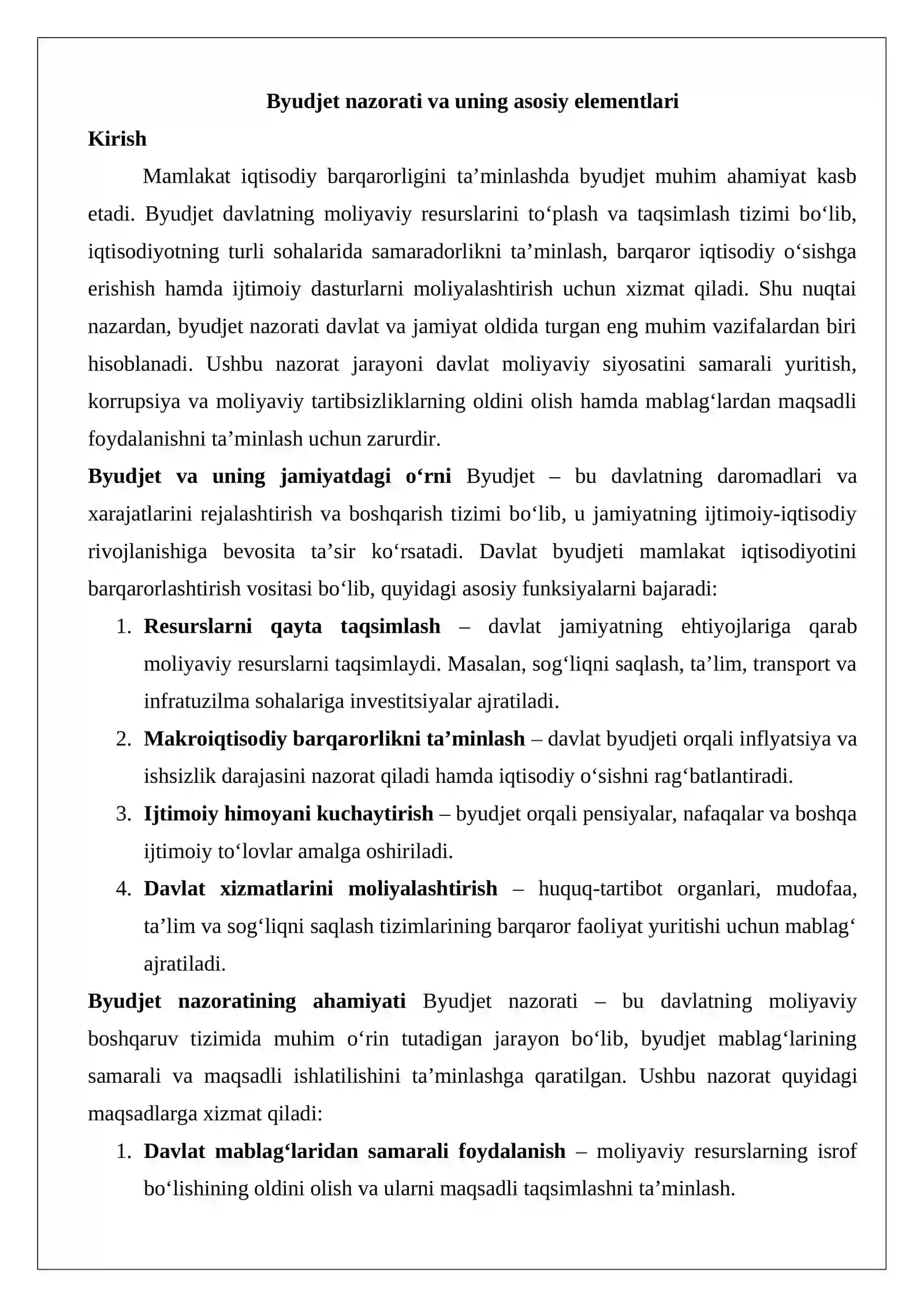 Byudjet nazorati va uning asosiy elementlari 2