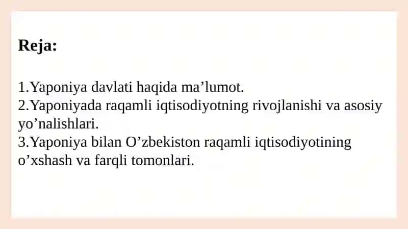 Mustaqil ishi: Mamlakatning raqamli iqtisodiyoti tahlili 2