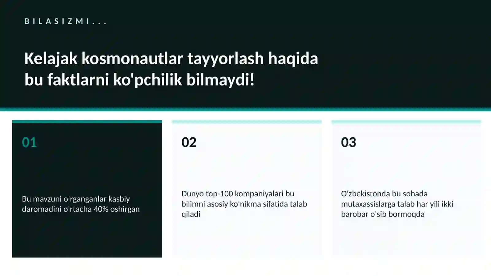 Kelajak kosmonautlar tayyorlash 2