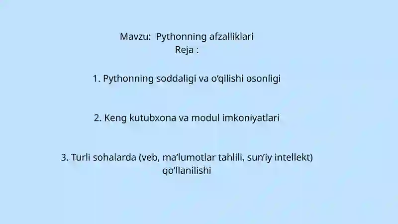 Pythonning  afzalliklari 2