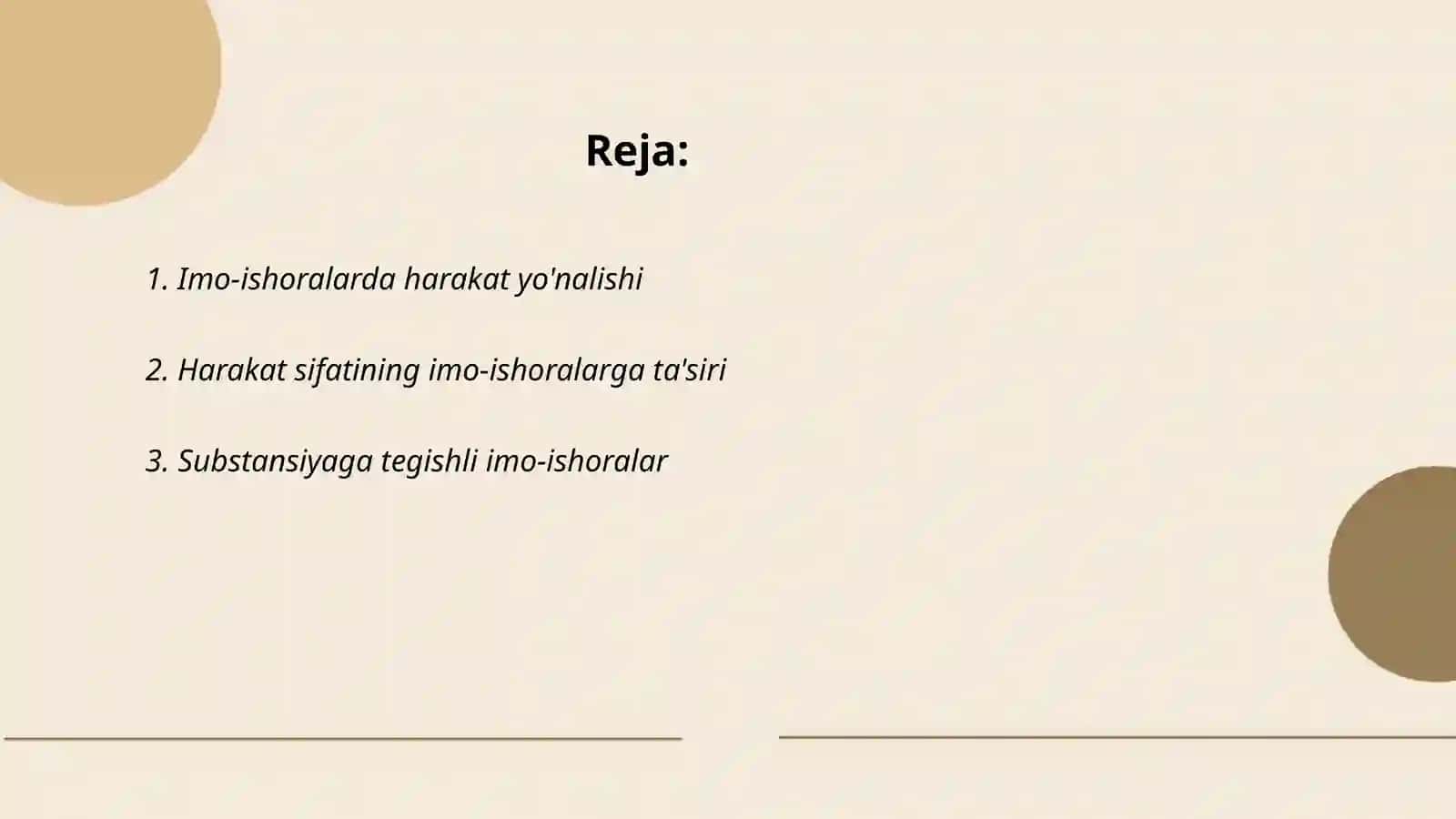 Bir xil konfiguratsiya bilan imo-ishoraning substansiyasi harakatining yònalishi va sifatini ózgartirish orqali ma'nolarni farqlash 2