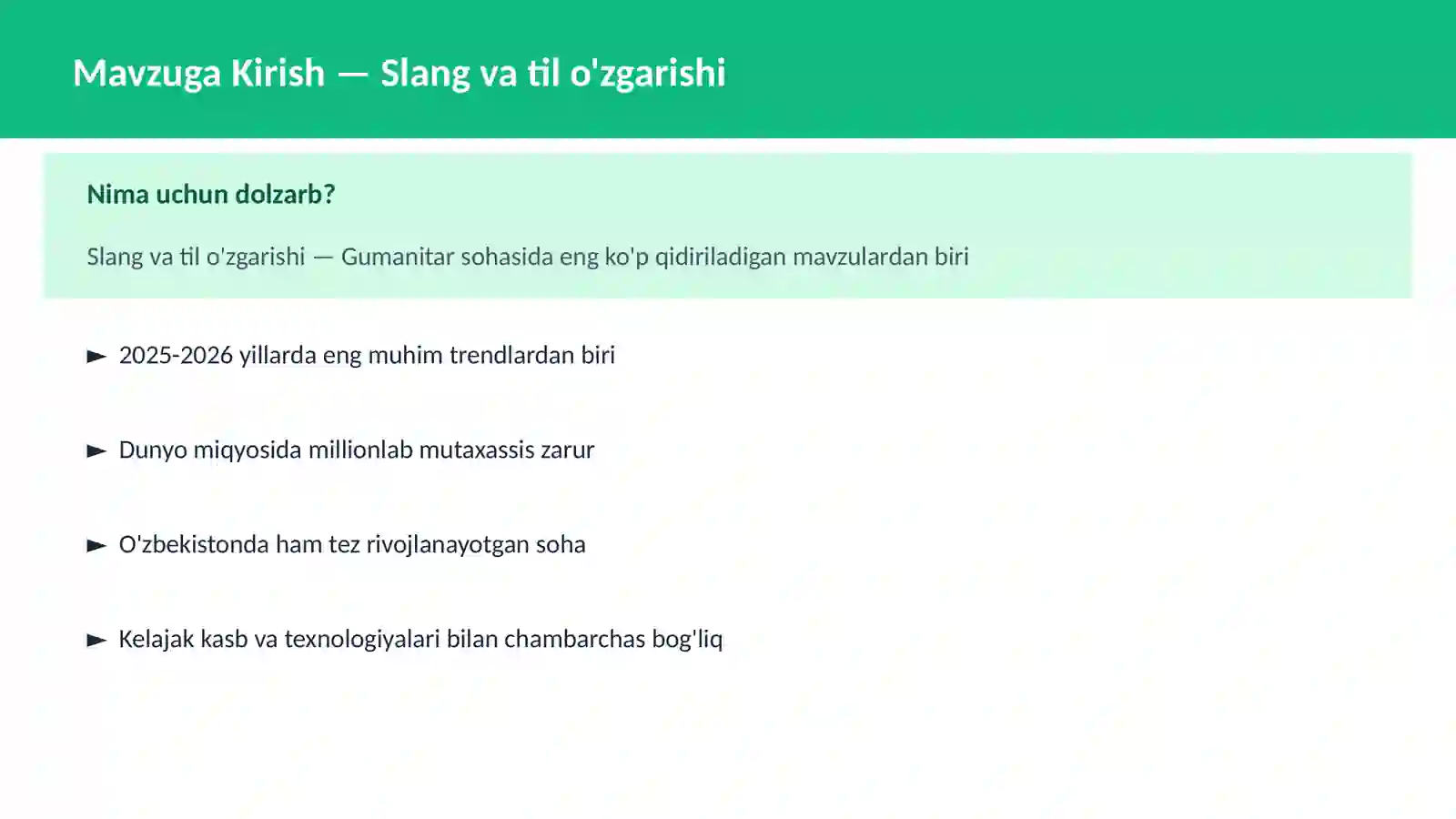 Slang va til o'zgarishi 2