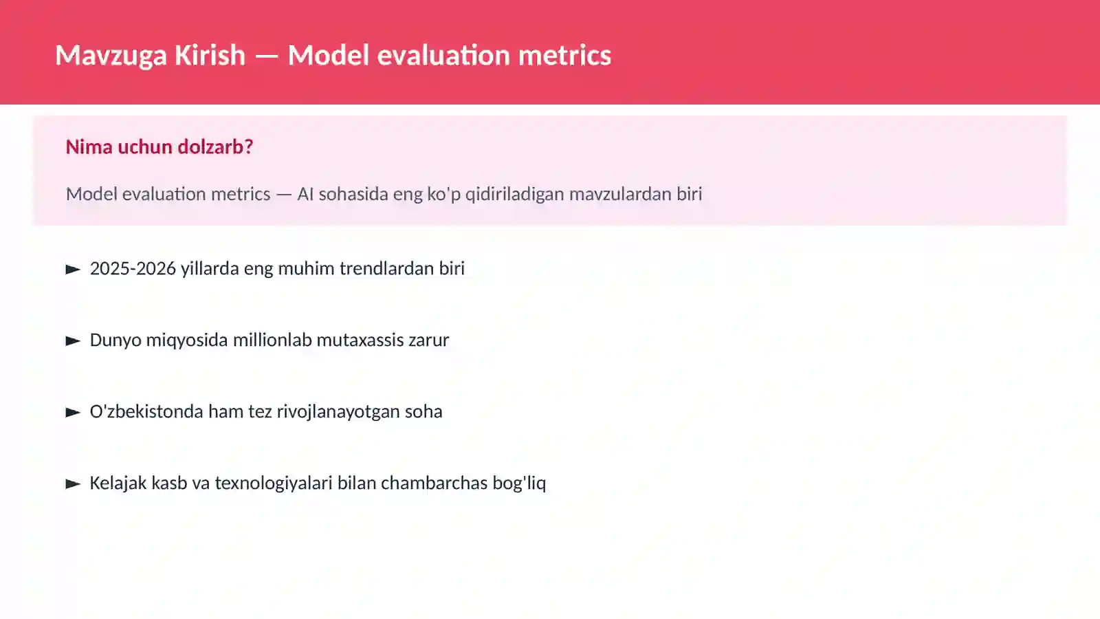 Model evaluation metrics 2