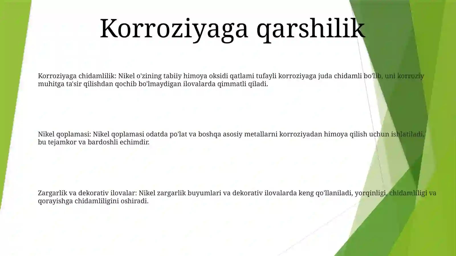 Nikel Ishlatilish Sohalari 2