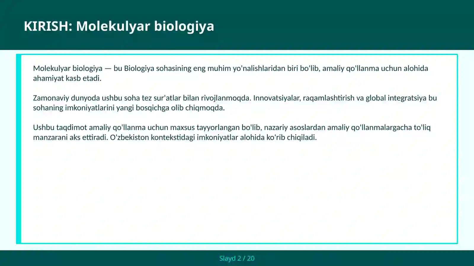 MOLEKULYAR BIOLOGIYA 2