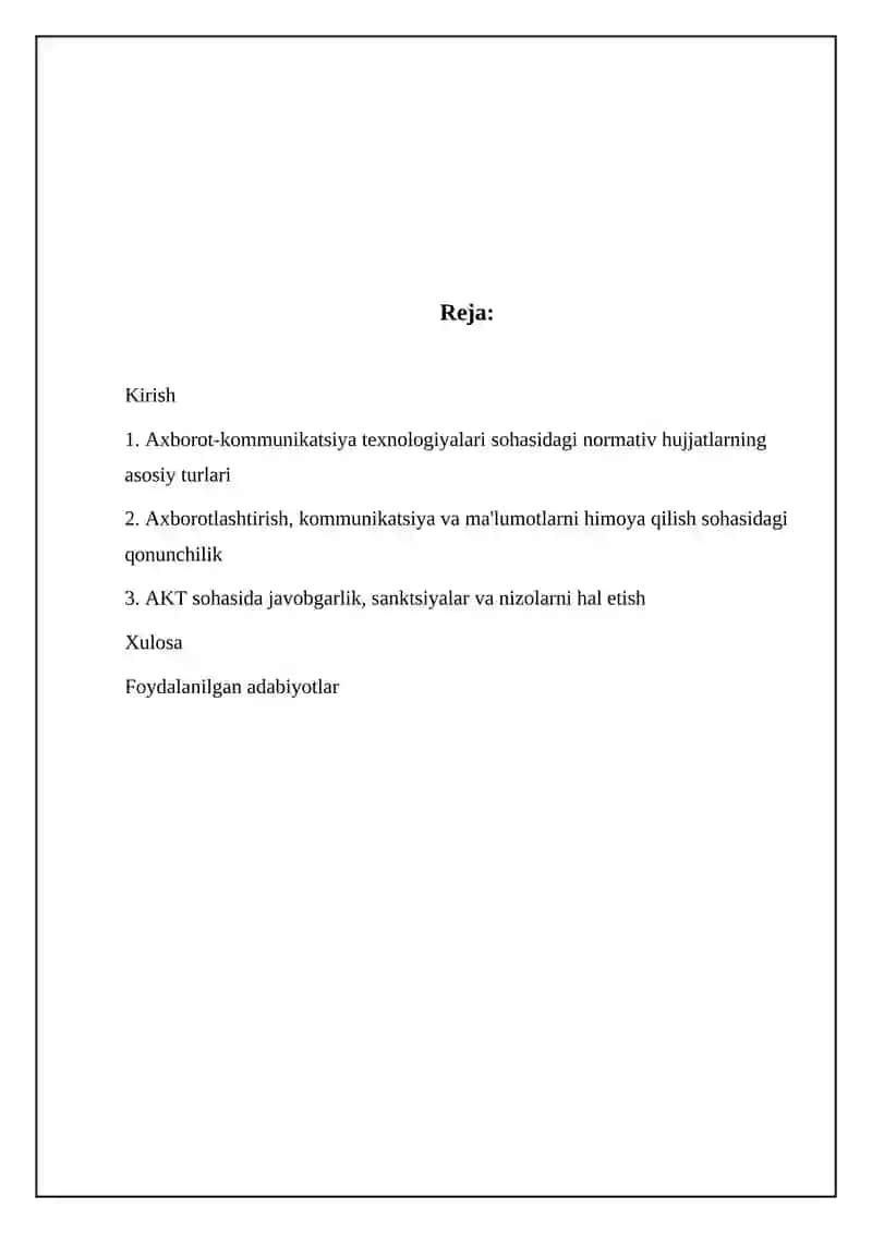 Axborot kommunikatsiya texnologiyalari sohasidagi normativ hujjatlarning asosiy turlari 2