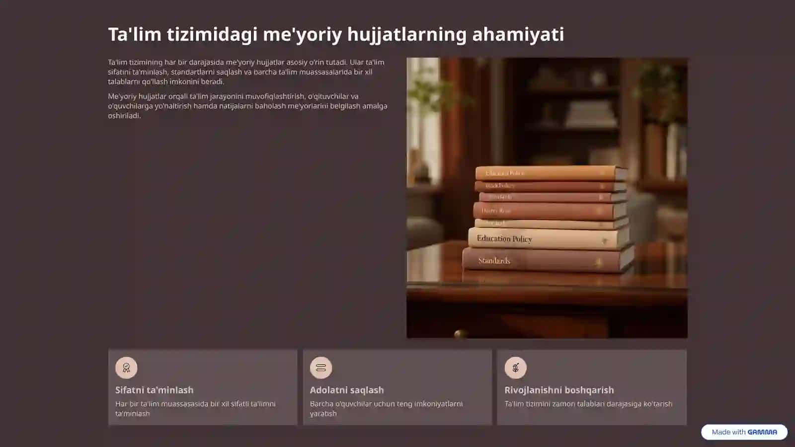 O'qitishning me'yoriy hujjatlari bilan tanishish 2