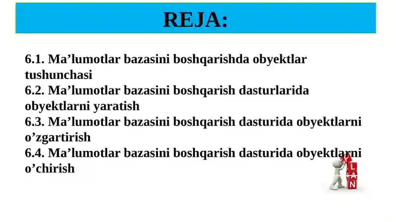 SQL tili yordamida ob’yektlar ustida amallar bajarish 2