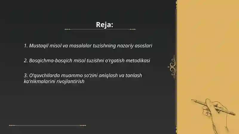 Mustaqil misol va masalalar tuzishga oʻrgatish 2