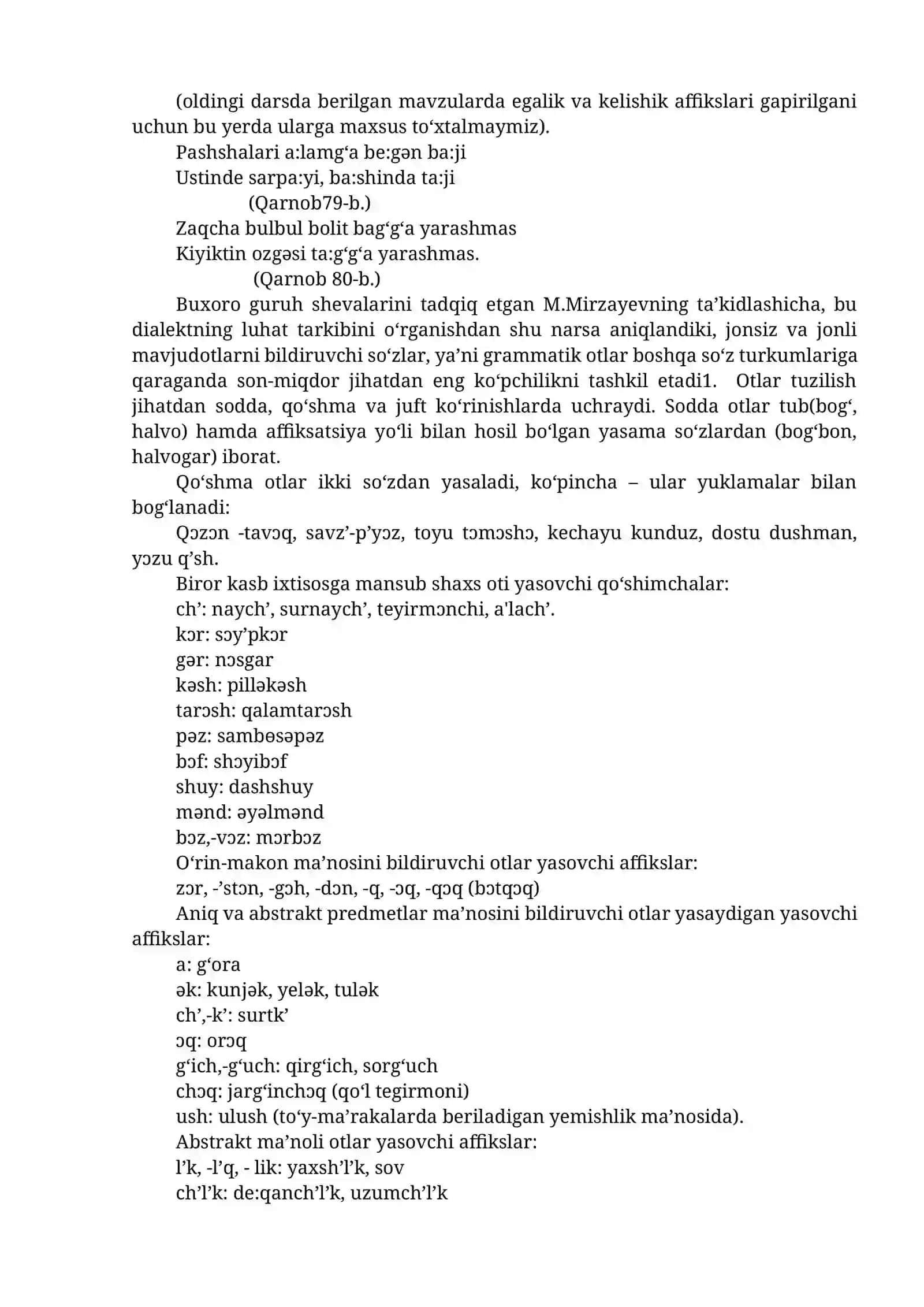 O‘ZBEK SHEVALARI MORFOLOGIYASI VA SINTAKSISI 2