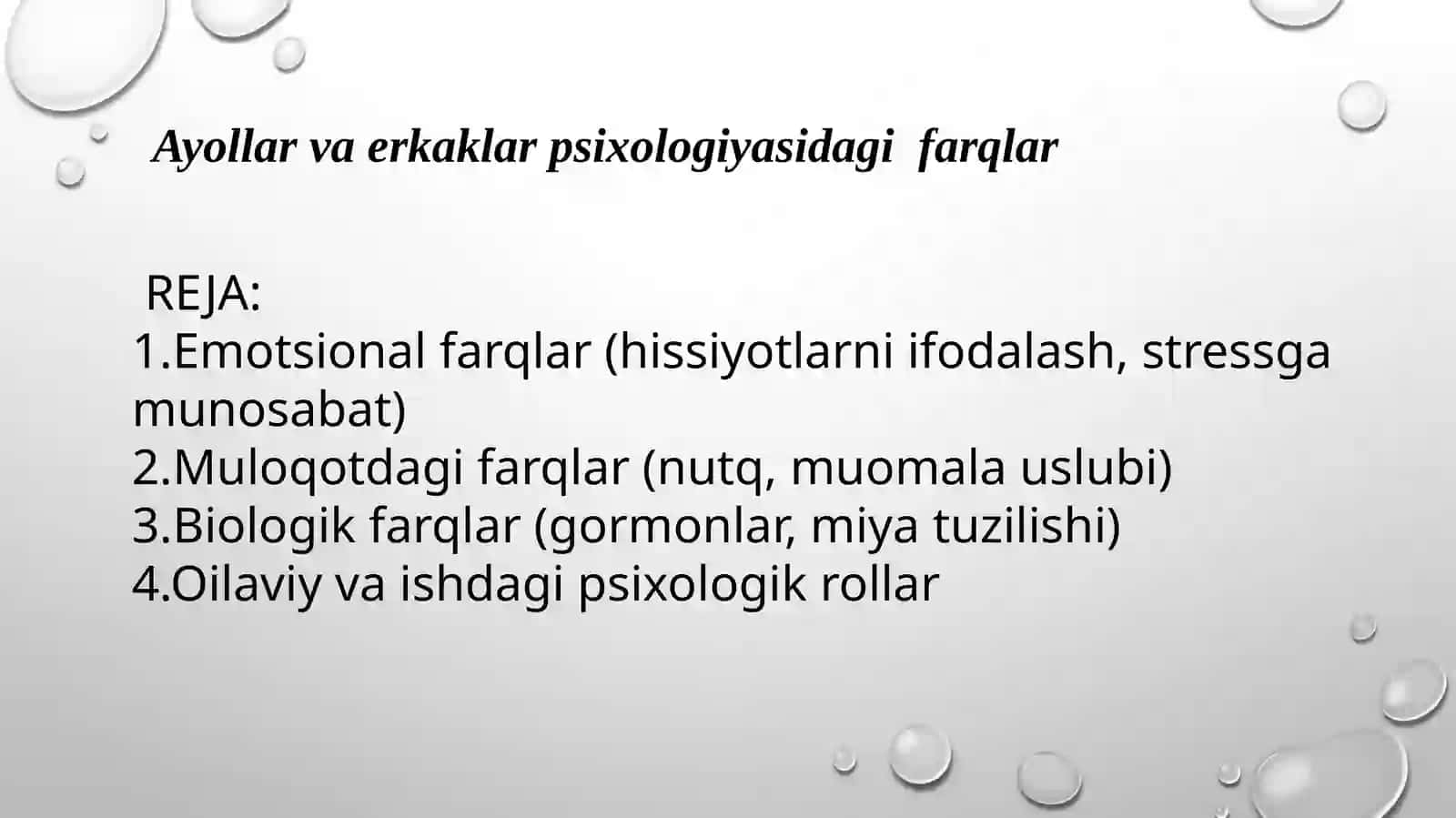 Ayollar va erkaklar psixologiyasidagi  farqlar 2