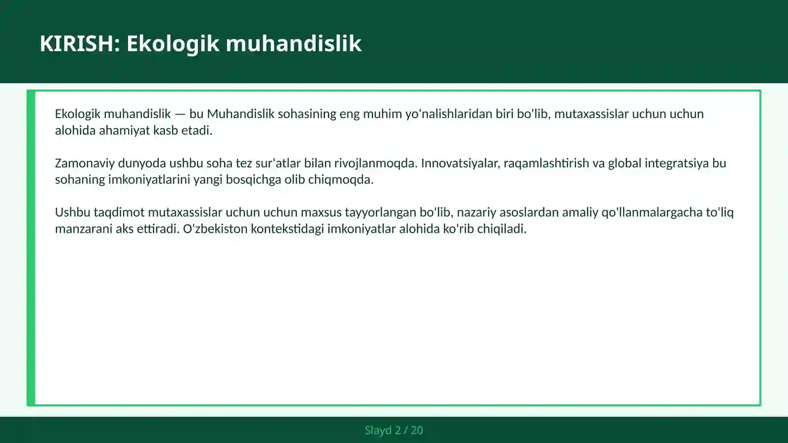 Ekologik muhandislik 2