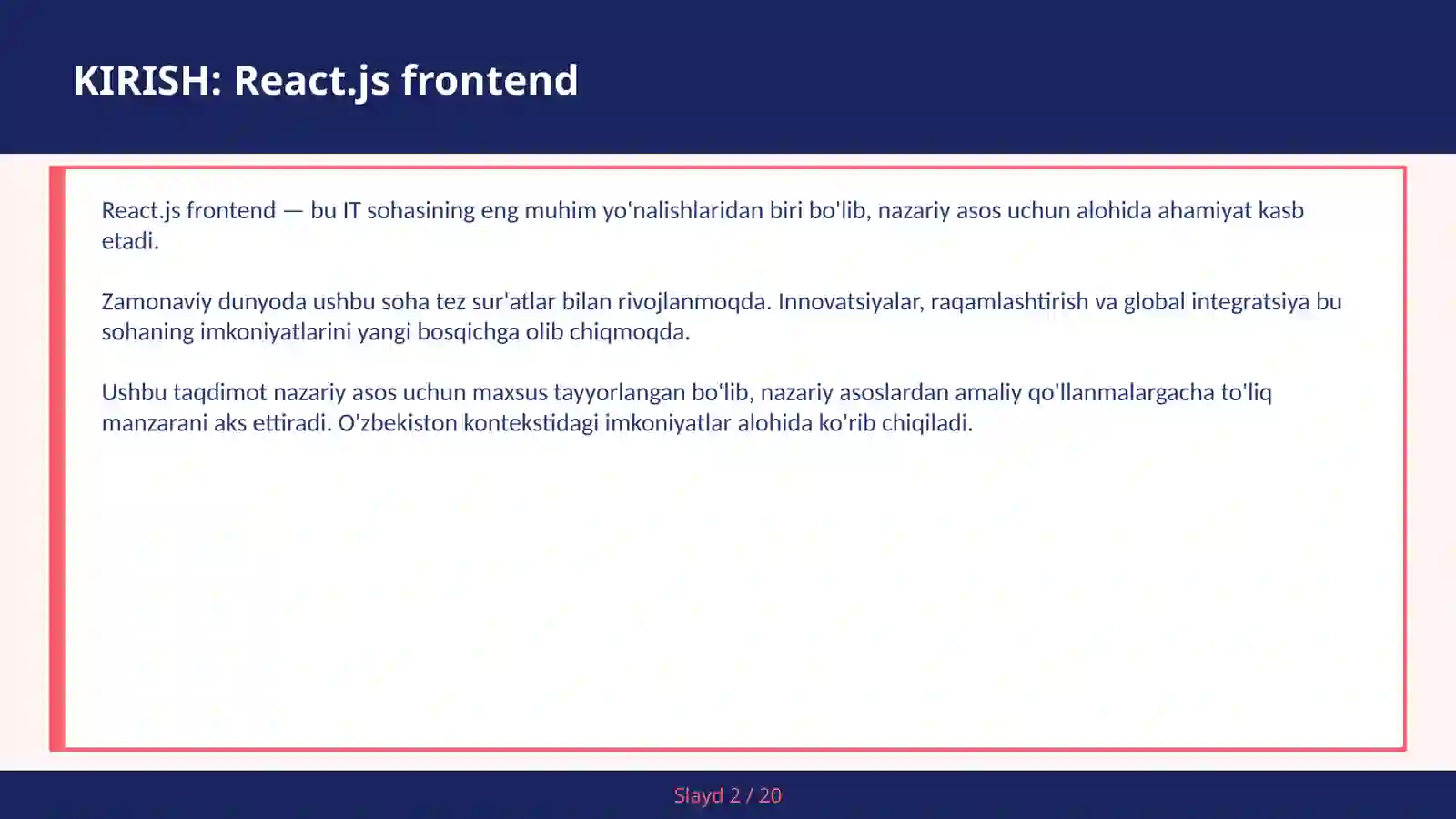 React.js frontend 2