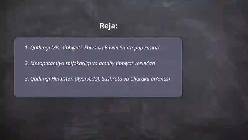 Qadimgi dunyo tibbiyot va farmatsiya rivoji 2