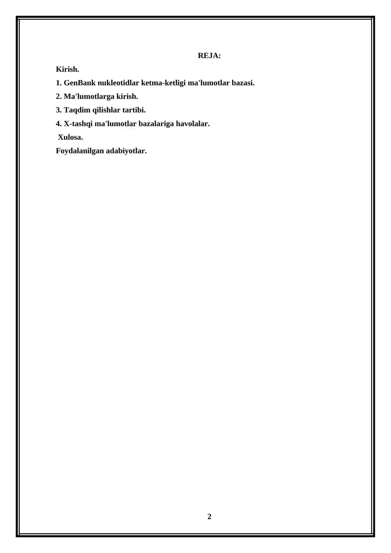 GenBank nukleotidlar ketma-ketliklari ma`lumot bazalari 2