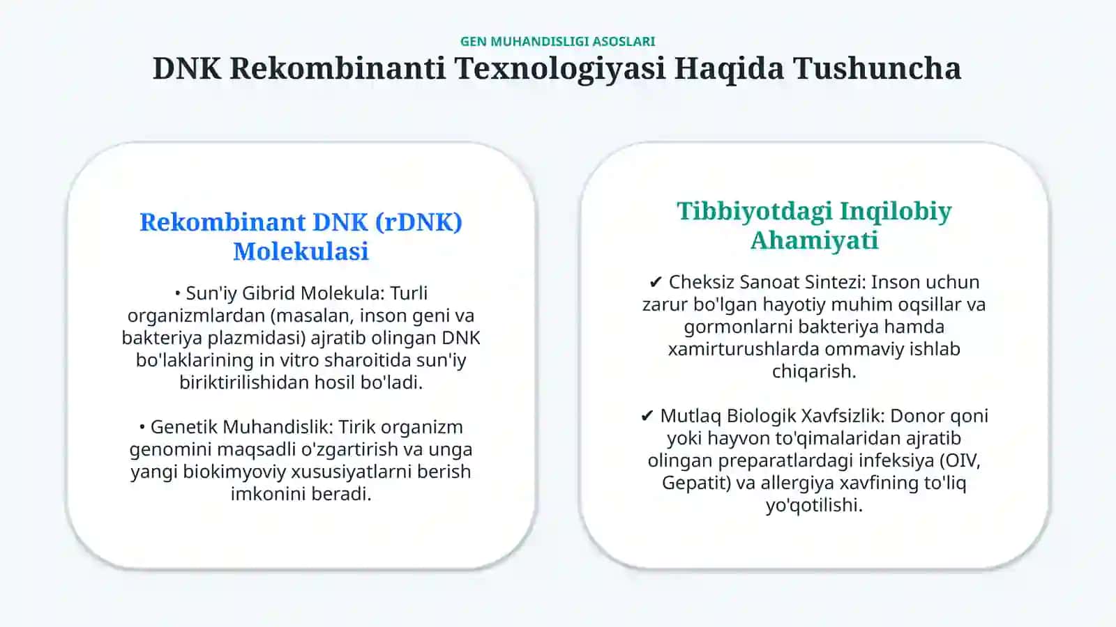 Tibbiyotda rekombinant DNK texnologiyalarining qo‘llanilishi — 15 slayd 2