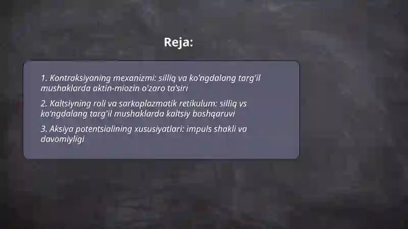Silliq va ko'ngdalang targ'il mushaklar fiziologik farqlari 2