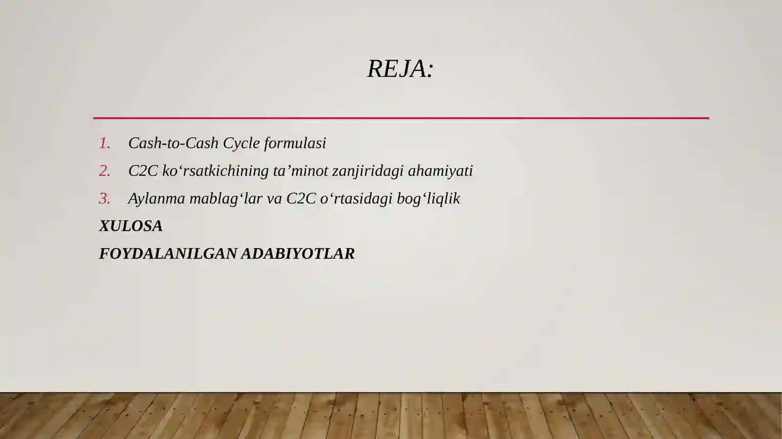 Ta’minot zanjirida Cash-to-Cash Cycle ko‘rsatkichi va aylanma mablag‘lar samaradorligi 2