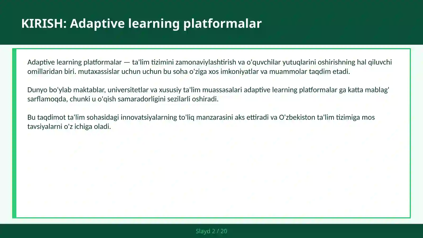 Adaptive learning platformalar 2