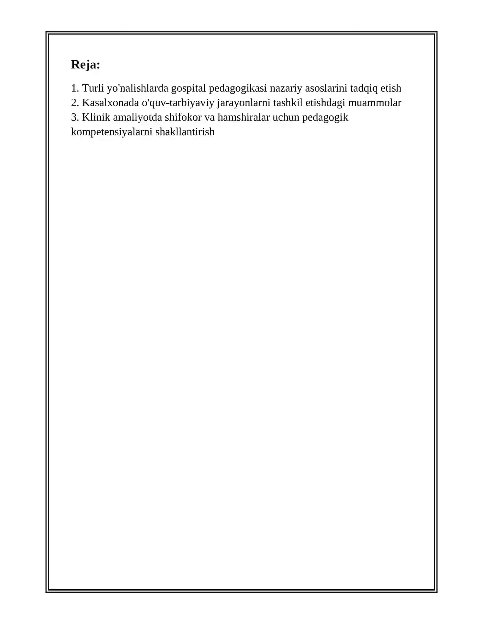 TURLI YO'NALISHDAGI ILMIY TADQIQOTLARDA GOSPITAL PEDAGOGIKA MUAMMOLARINI O'RGANISH 2