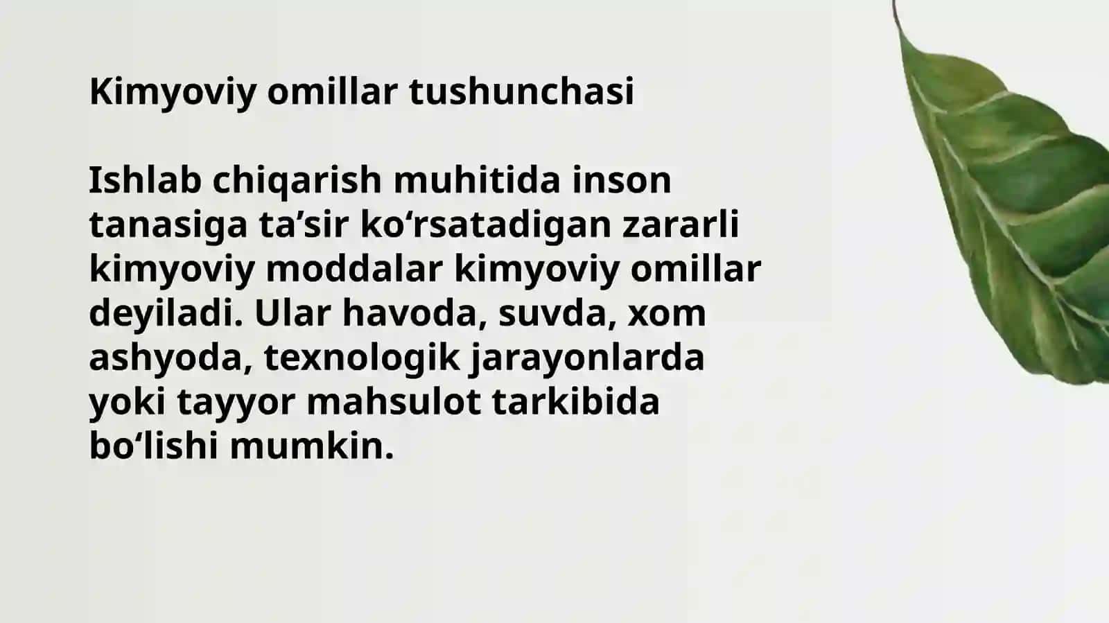 Kimyoviy omillarning inson organizmiga ta’siri 2