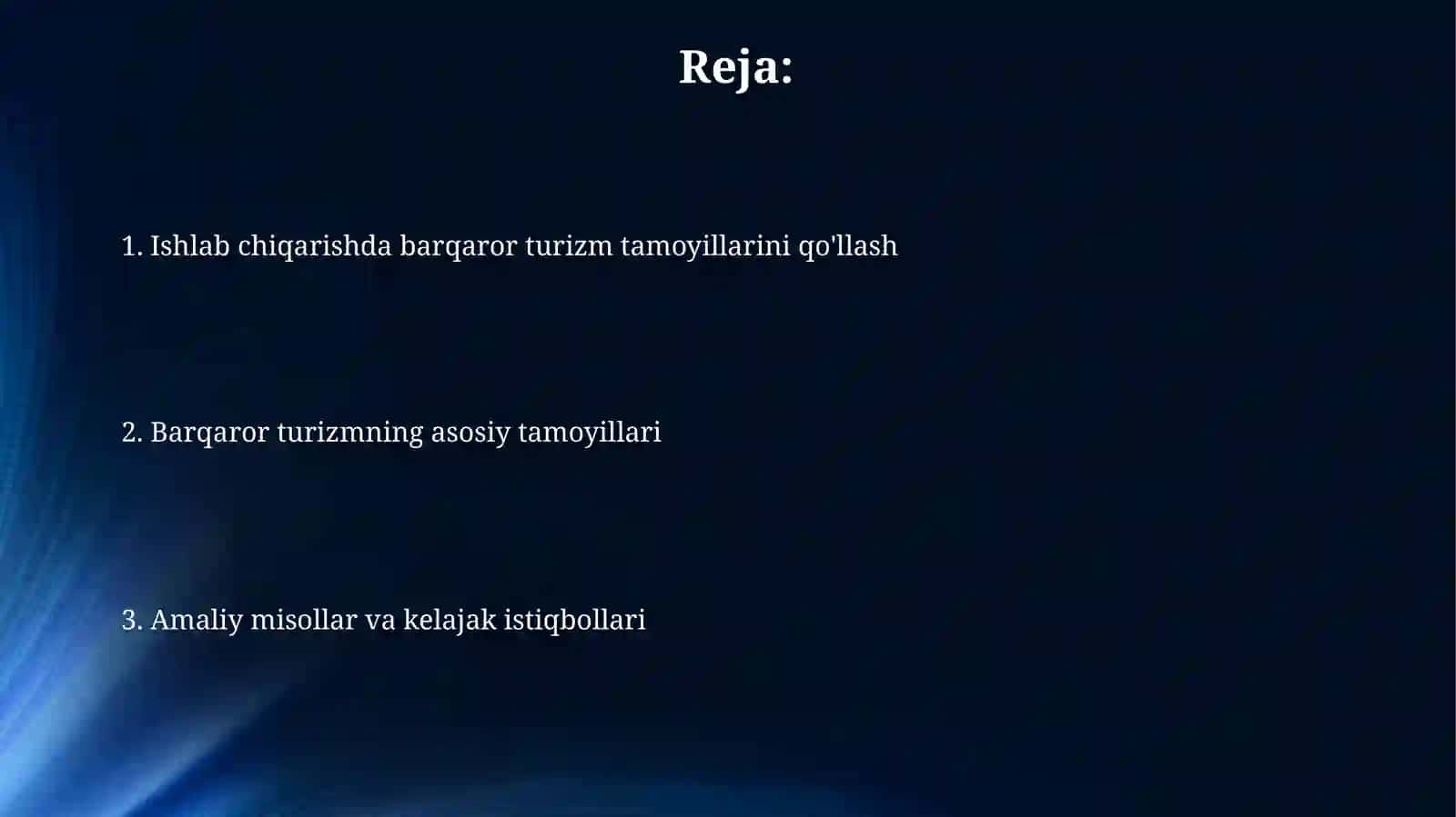 Barqaror turizm xizmatlar soxasida rejalashtirish 2