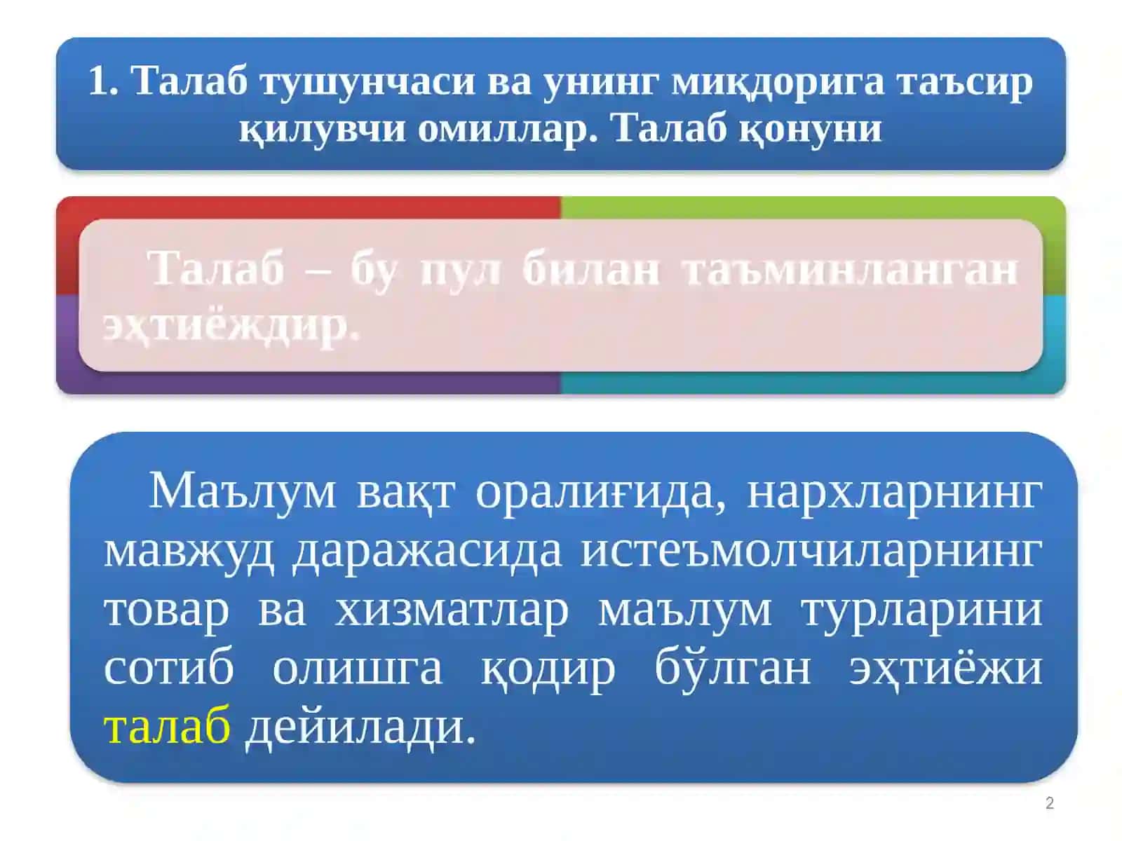 Талаб ва таклиф қонунлари 2