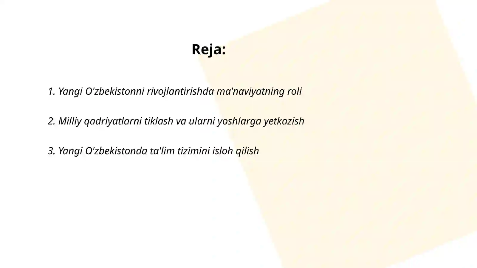 Yangi O'zbekistonda amalga oshirilayotgan ma'naviy o'zgarishlar 2